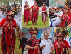 Tampil Beda, Ketum PROSULUT 08 GARUDA Kenakan Pakaian Kabasaran di Upacara HUT Sulut ke-61
