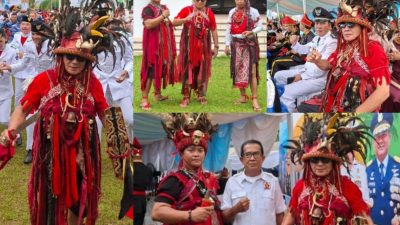 Tampil Beda, Ketum PROSULUT 08 GARUDA Kenakan Pakaian Kabasaran di Upacara HUT Sulut ke-61